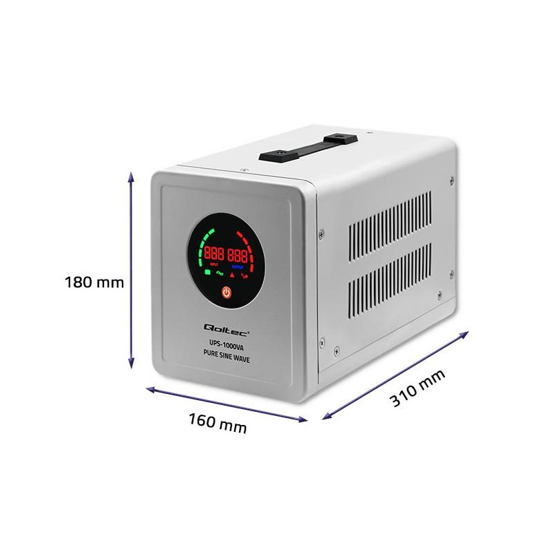 Zasilacz awaryjny Pure Sine Wave UPS | 1000VA | 700W | Szary | PartsPC.pl