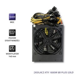 Zasilacz ATX | 1600W | 80 Plus Gold | Bitcoin Miner | PartsPC.pl