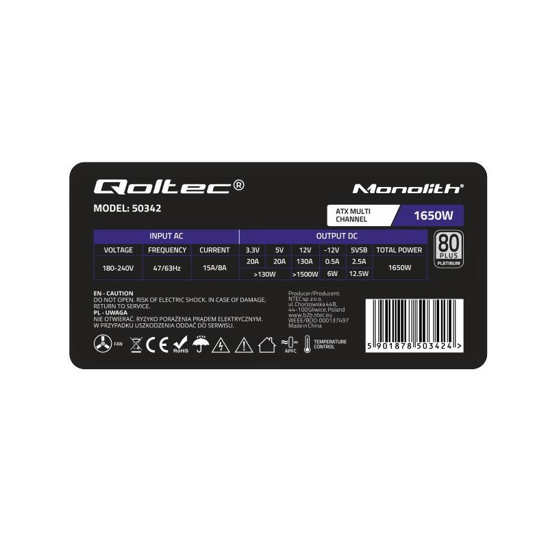 Zasilacz ATX 1650W | 80 Plus Platinum | PartsPC.pl
