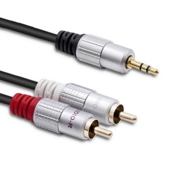Kabel Qoltec 2xRCA / Mini Jack 3.5mm | 1m | Czarny | PartsPC.pl