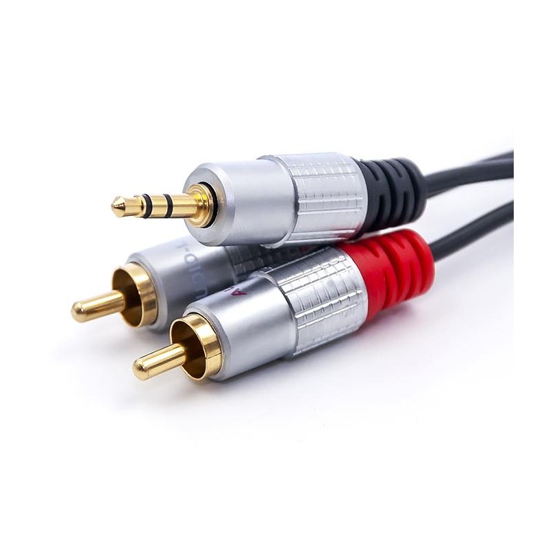 Kabel Qoltec 2xRCA / Mini Jack 3.5mm | 1m | Czarny | PartsPC.pl