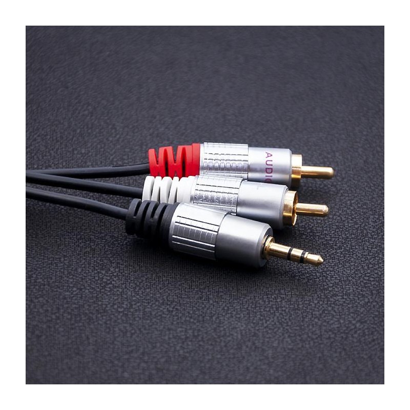 Kabel Qoltec 2xRCA / Mini Jack 3.5mm | 2m | Czarny | PartsPC.pl