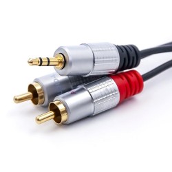 Kabel Qoltec 2xRCA / Mini Jack 3.5mm | 2m | Czarny | PartsPC.pl