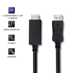 Kabel Qoltec DisplayPort v1.2 męski | HDMI męski | 5K| 3m | PartsPC.pl