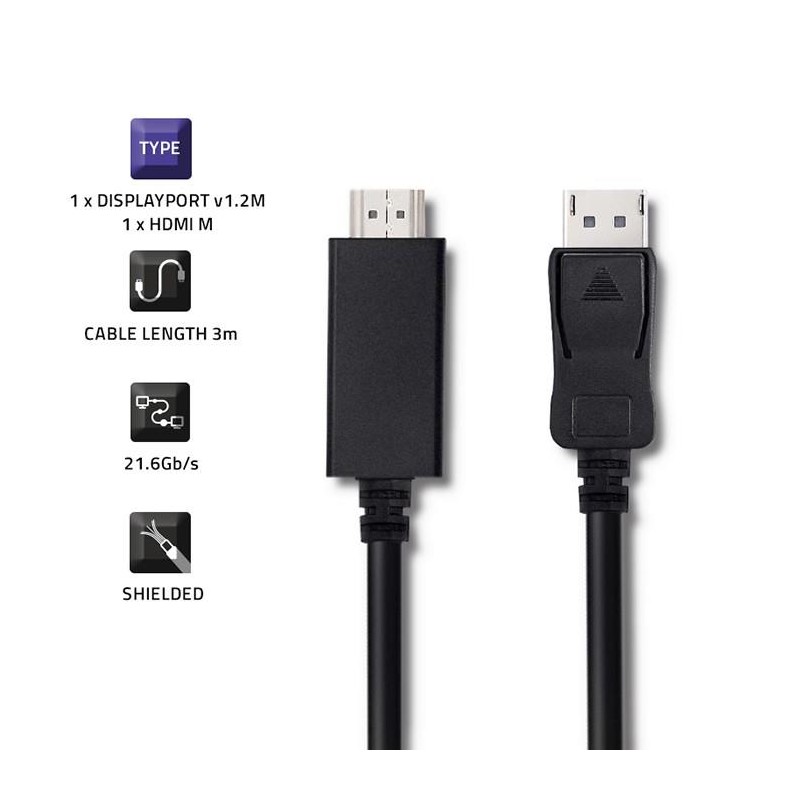 Kabel Qoltec DisplayPort v1.2 męski | HDMI męski | 5K| 3m | PartsPC.pl