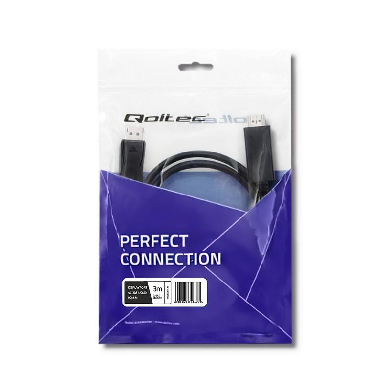 Kabel Qoltec DisplayPort v1.2 męski | HDMI męski | 5K| 3m | PartsPC.pl