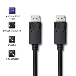 Kabel DisplayPort v1.2 męski | DisplayPort v1.2 męski | 4K |… | PartsPC.pl