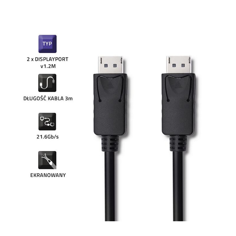 Kabel DisplayPort v1.2 męski | DisplayPort v1.2 męski | 4K |… | PartsPC.pl
