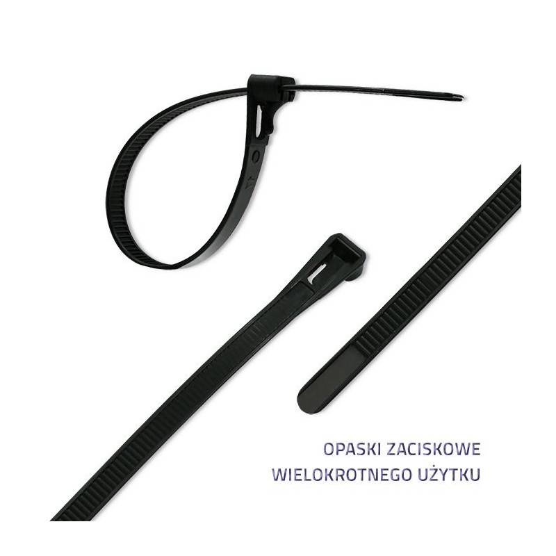 Opaski zaciskowe wielorazowe/trytytki | 7.2*400mm | Nylon UV… | PartsPC.pl
