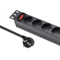 Listwa zasilająca PDU do RACK 10" | 1U | 16A | 4xSchuko | 1.… | PartsPC.pl