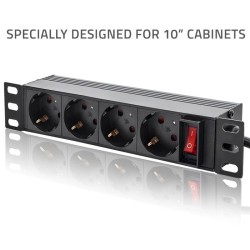 Listwa zasilająca PDU do RACK 10" | 1U | 16A | 4xSchuko | 1.… | PartsPC.pl