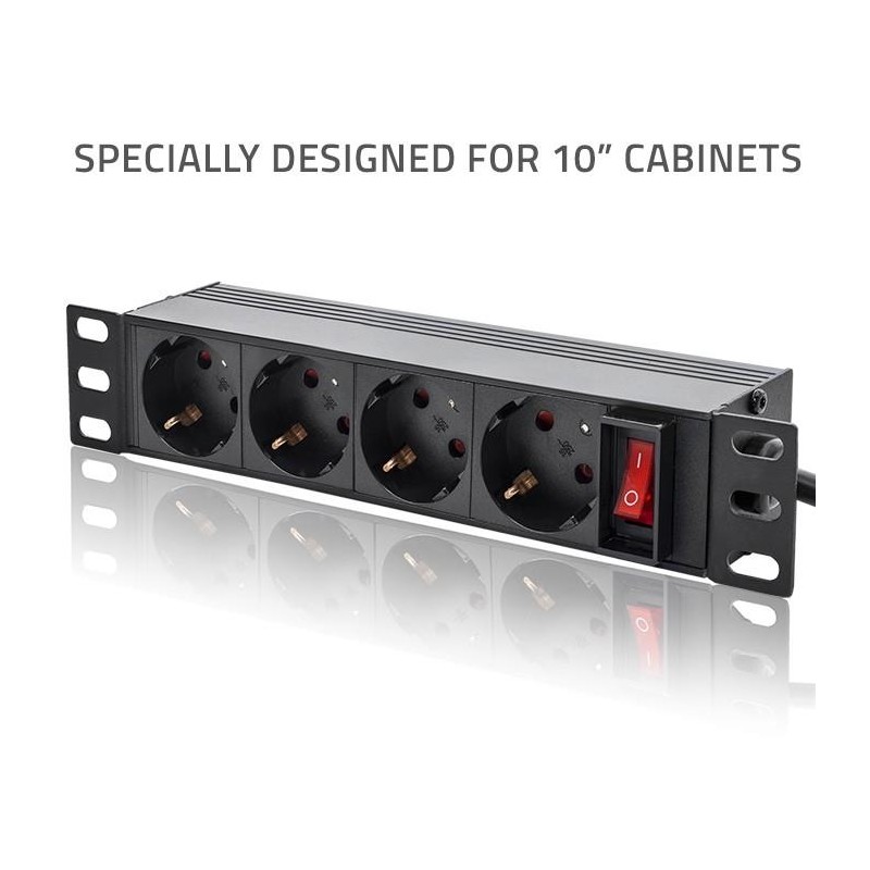 Listwa zasilająca PDU do RACK 10" | 1U | 16A | 4xSchuko | 1.… | PartsPC.pl