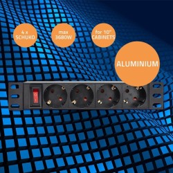 Listwa zasilająca PDU do RACK 10" | 1U | 16A | 4xSchuko | 1.… | PartsPC.pl