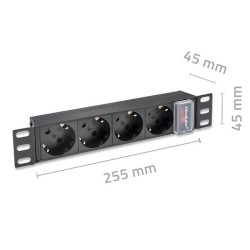 Listwa zasilająca PDU do RACK 10" | 1U | 16A | 4xSchuko | 1.… | PartsPC.pl