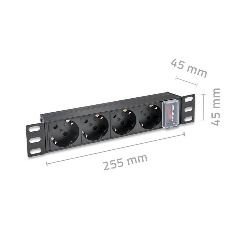 Listwa zasilająca PDU do RACK 10" | 1U | 16A | 4xSchuko | 1.… | PartsPC.pl