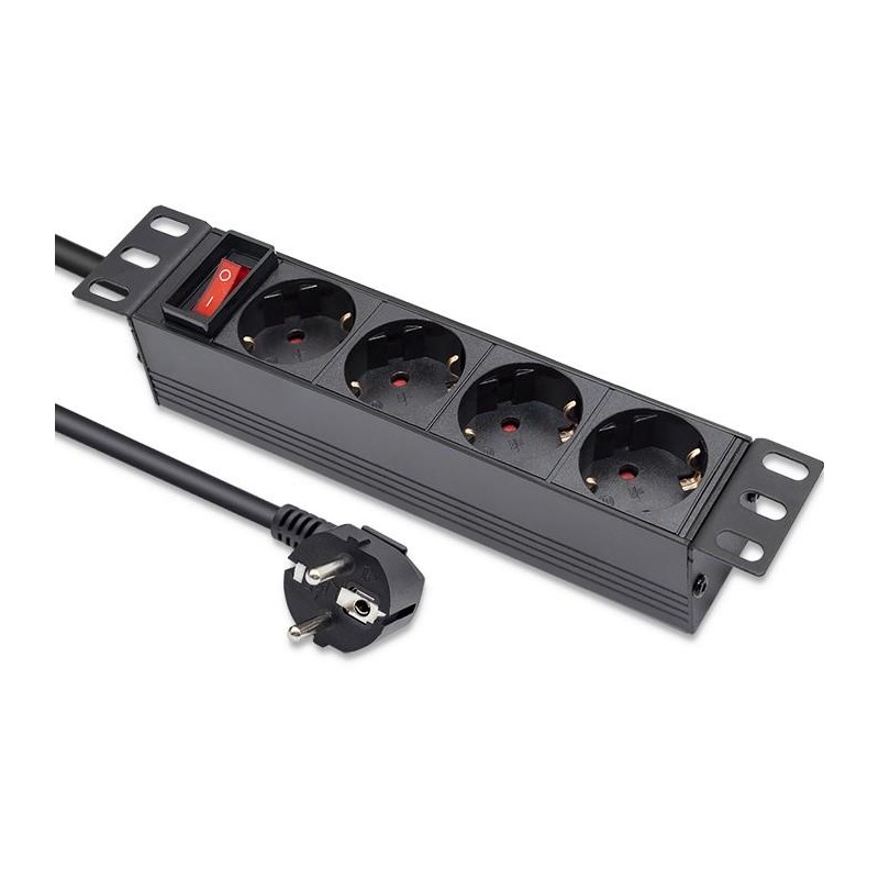 Listwa zasilająca PDU do RACK 10" | 1U | 16A | 4xSchuko | 1.… | PartsPC.pl