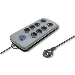 Listwa antyprzepięciowa Quick Switch, 8 gniazd, 2,5m, szara | PartsPC.pl