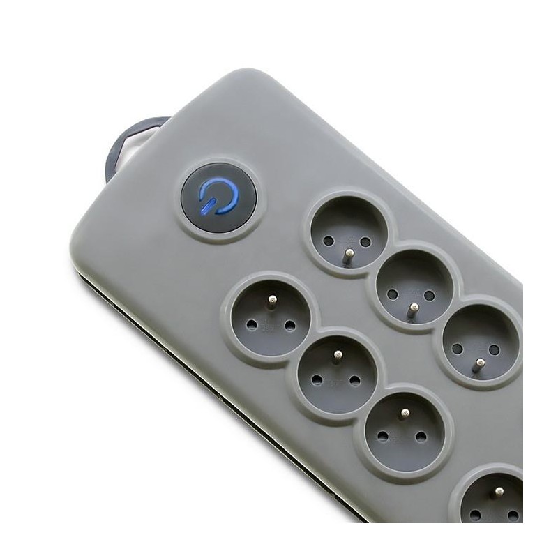Listwa antyprzepięciowa Quick Switch, 8 gniazd, 2,5m, szara | PartsPC.pl