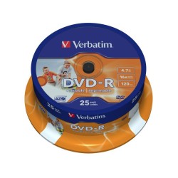 Płyty DVD-R Verbatim 16x 4.7GB (Cake 25) WIDE PRINTABLE | PartsPC.pl