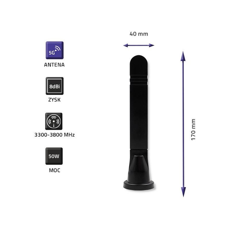 Antena 5G LTE dookólna DUAL | 8 dBi | wewnętrzna | PartsPC.pl