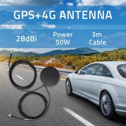 Antena GPS+4G, GLONASS dookólna | 28dBi | 50W | 2 x SMA męsk… | PartsPC.pl