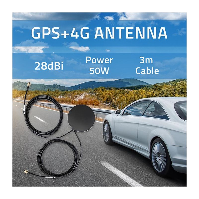 Antena GPS+4G, GLONASS dookólna | 28dBi | 50W | 2 x SMA męsk… | PartsPC.pl