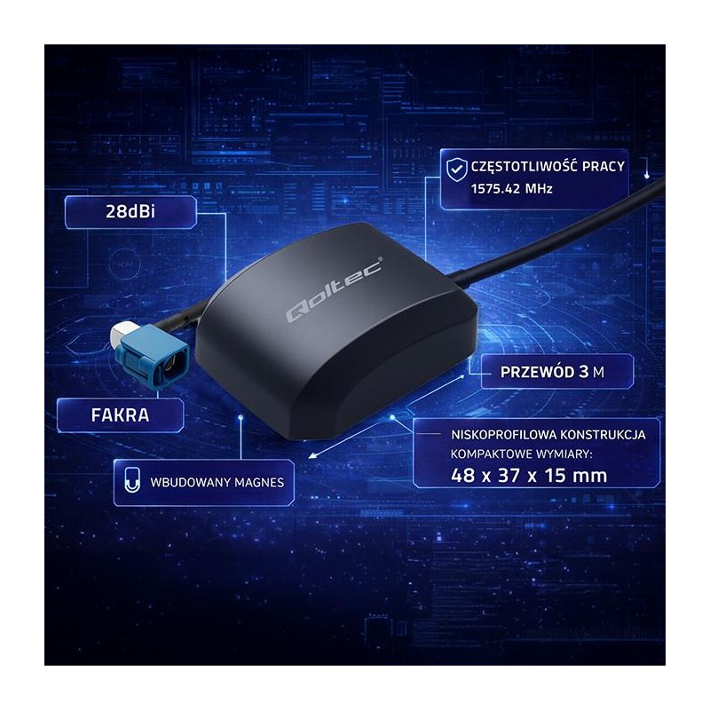 Antena GPS Qoltec GLONASS z podstawą magnetyczną | dookólna … | PartsPC.pl