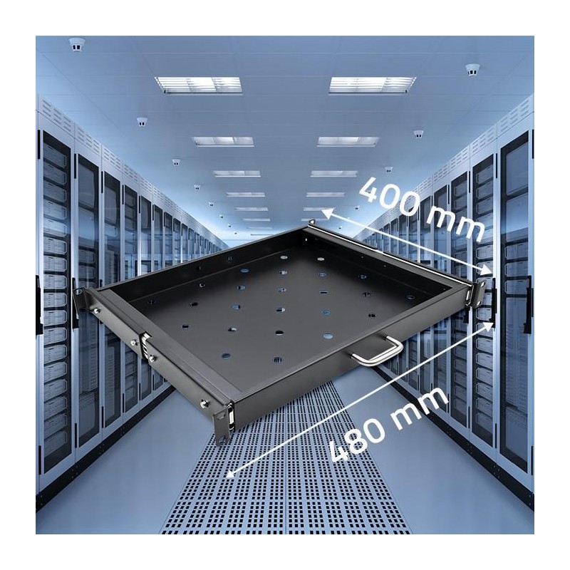 Półka z uchwytem do szafy RACK | 600x600 | wysuwana | PartsPC.pl