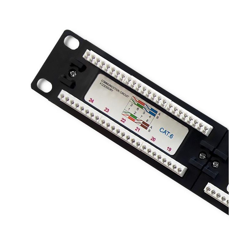 Patch panel RACK | 24 porty | kat.6 UTP | Czarny | PartsPC.pl