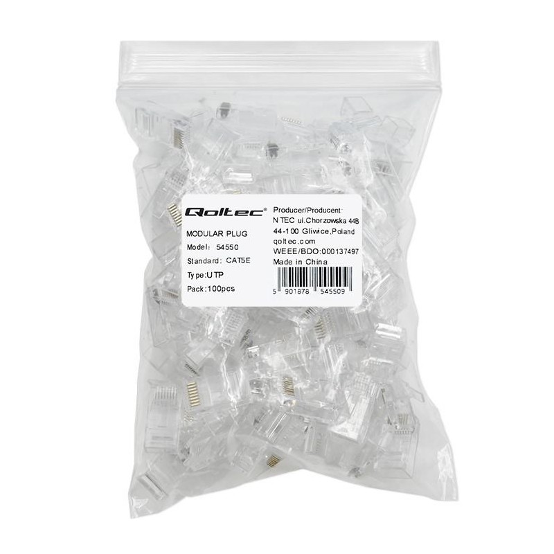 Wtyk złącze modularne RJ45 | CAT5e | UTP | Pozłacane styki |… | PartsPC.pl