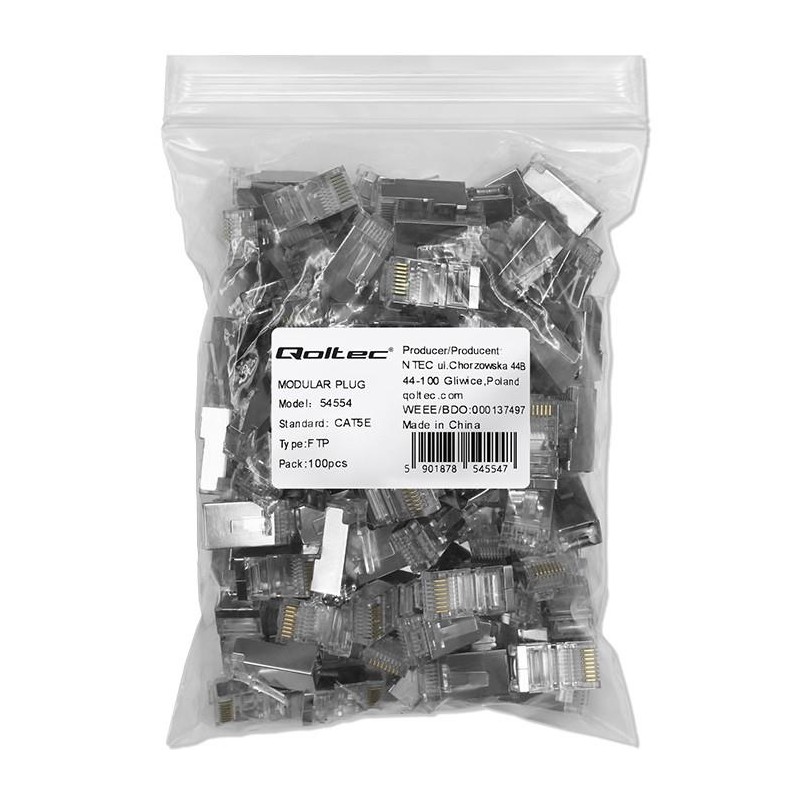 Wtyk złącze modularne RJ45 | CAT5e | FTP | Pozłacane styki |… | PartsPC.pl