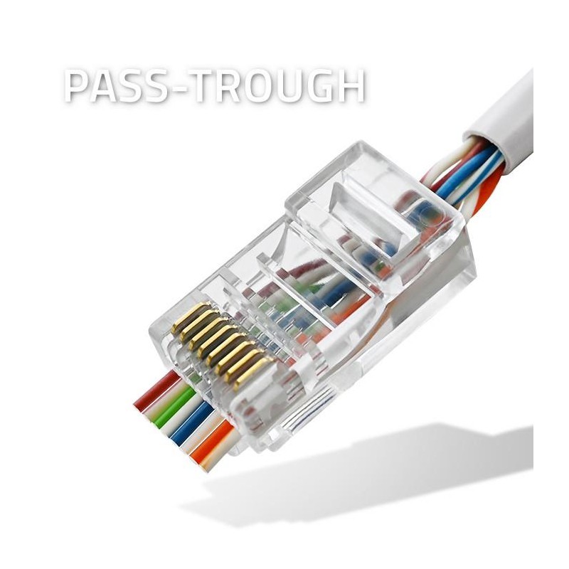 Wtyk QOLTEC przelotowy złącze RJ45 | CAT6 | UTP | Pass Throu… | PartsPC.pl