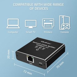 Rozdzielacz Splitter Ethernet mini SWITCH 1x3 RJ45 | 1000Mb/… | PartsPC.pl