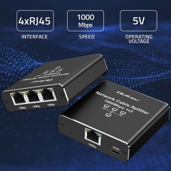 Rozdzielacz Splitter Ethernet mini SWITCH 1x3 RJ45 | 1000Mb/… | PartsPC.pl