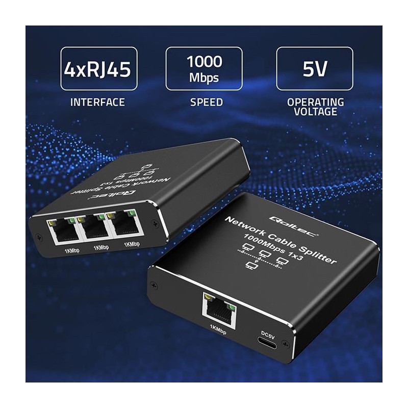 Rozdzielacz Splitter Ethernet mini SWITCH 1x3 RJ45 | 1000Mb/… | PartsPC.pl
