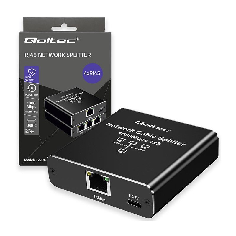 Rozdzielacz Splitter Ethernet mini SWITCH 1x3 RJ45 | 1000Mb/… | PartsPC.pl
