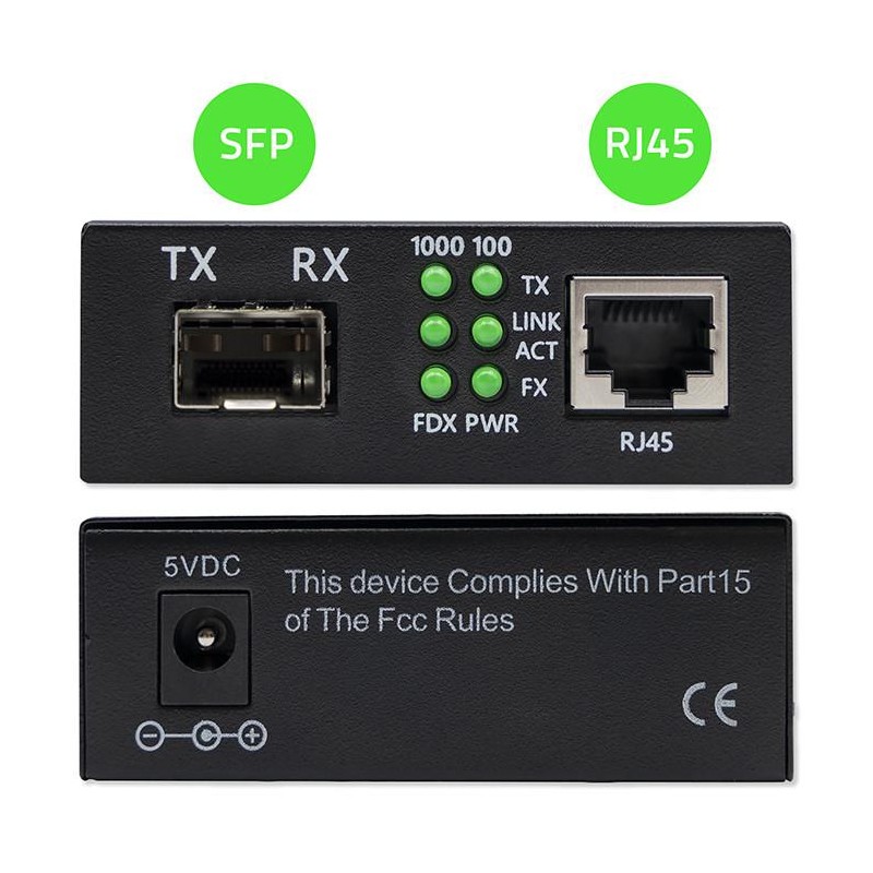 Dwukierunkowy Media Konwerter SWITCH Ethernet 1x RJ45 1x SFP… | PartsPC.pl