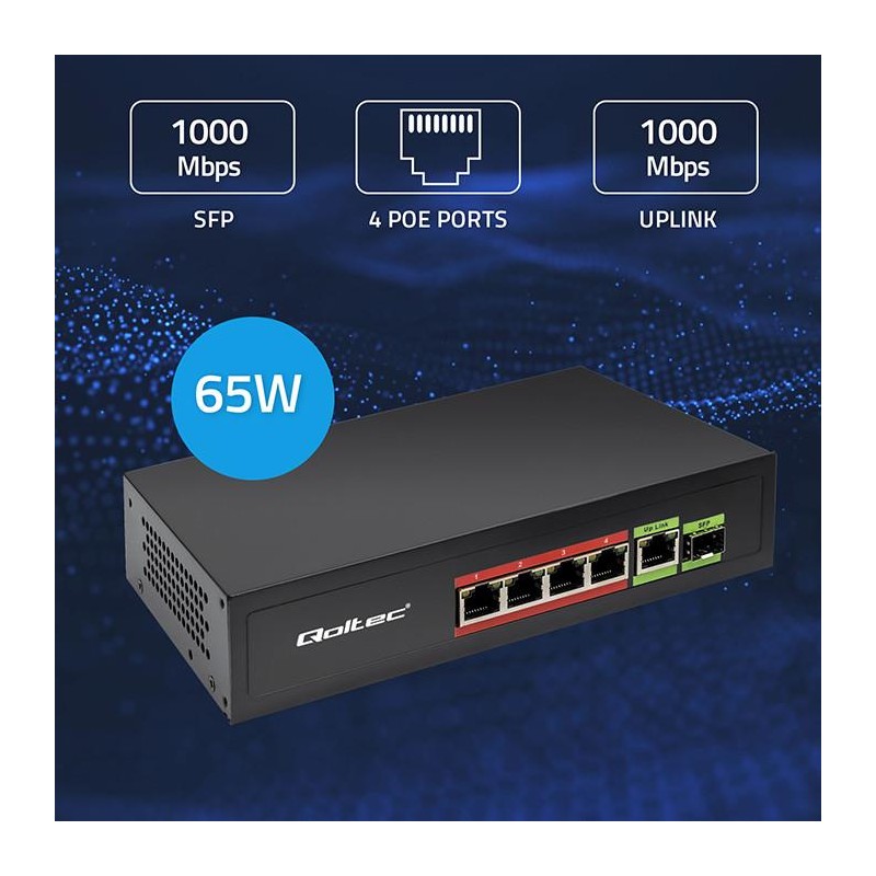 Przełącznik sieciowy SWITCH FAST ETHERNET PoE 4x RJ45 PoE 1x… | PartsPC.pl