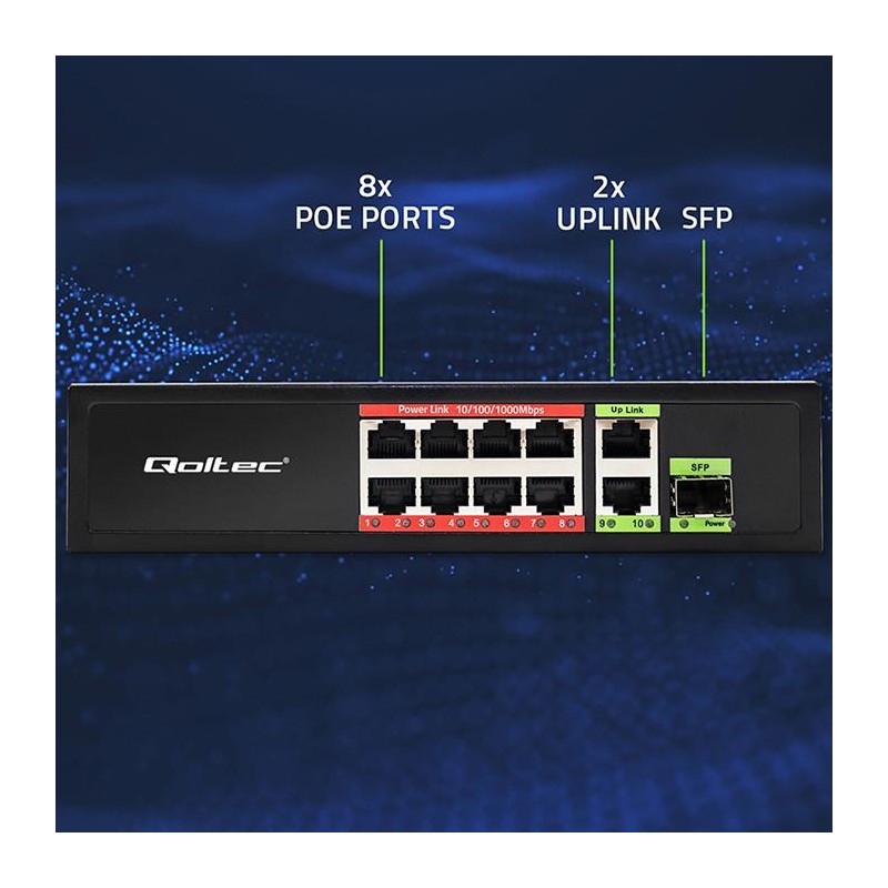 Przełącznik sieciowy SWITCH FAST Ethernet 8x RJ45 PoE 2x RJ4… | PartsPC.pl