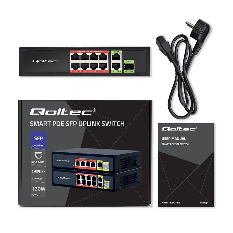 Przełącznik sieciowy SWITCH FAST Ethernet 8x RJ45 PoE 2x RJ4… | PartsPC.pl