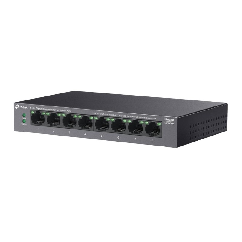 Switch niezarządzalny TP-Link LS108GP 8x100/1000 PoE+ 62W | PartsPC.pl