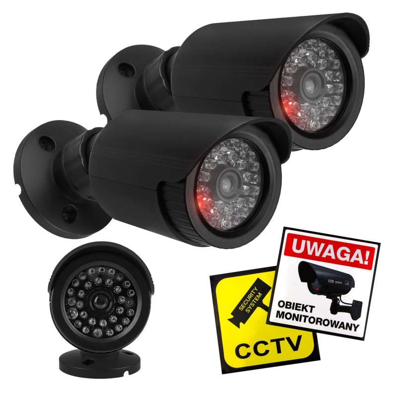 Atrapa kamer tubowych, zestaw dwóch, diody IR LED, czarne, z… | PartsPC.pl