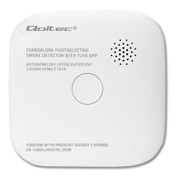 Czujnik dymu Qoltec z baterią | Tuya | Wi-Fi | alarm 85dB | LED
