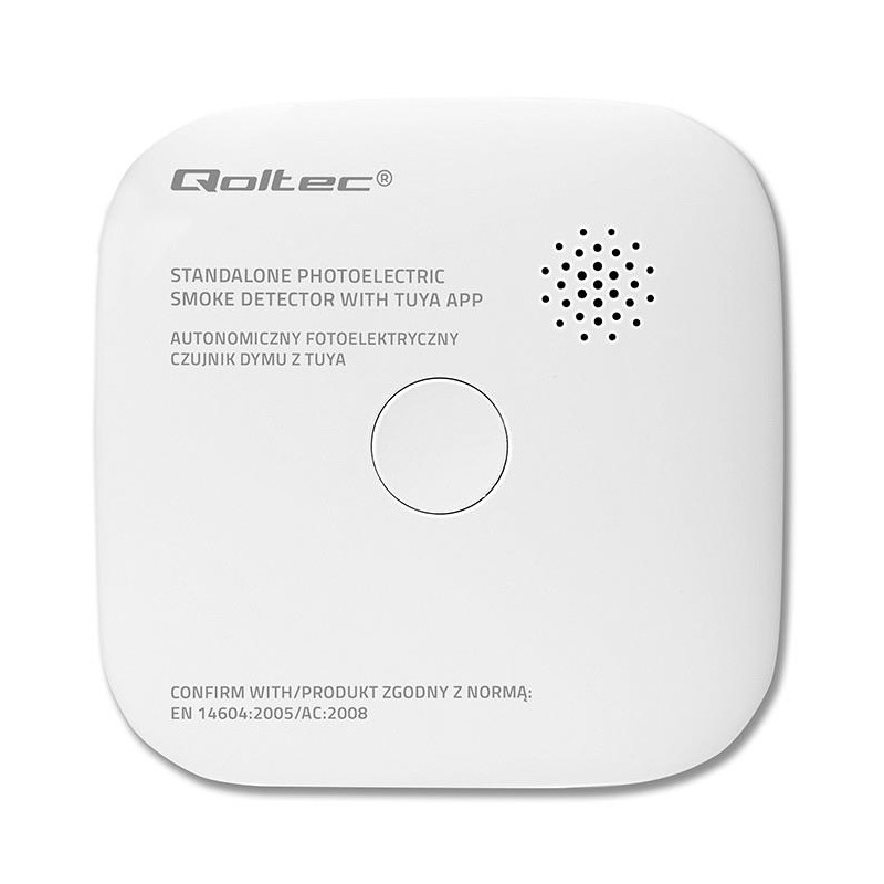 Czujnik dymu Qoltec z baterią | Tuya | Wi-Fi | alarm 85dB | LED