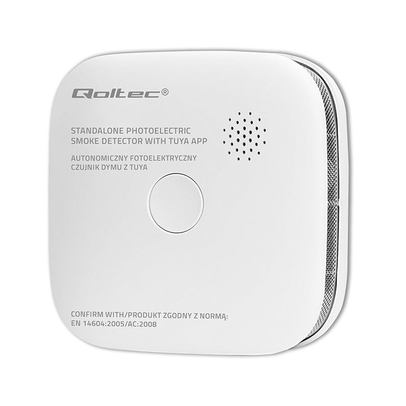 Czujnik dymu Qoltec z baterią | Tuya | Wi-Fi | alarm 85dB | LED