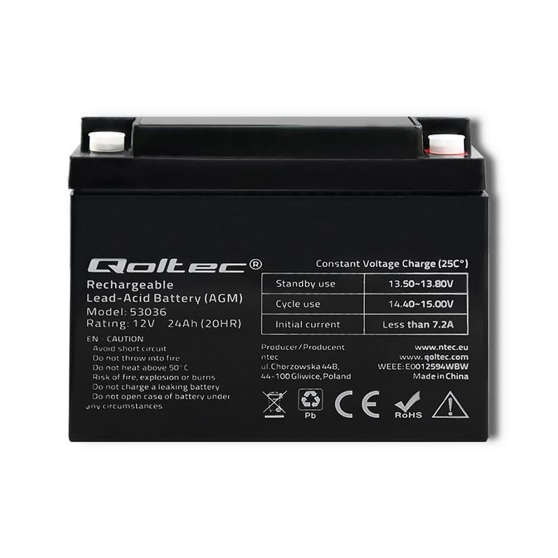 Akumulator AGM | 12V | 24Ah | max.7.2A | PartsPC.pl