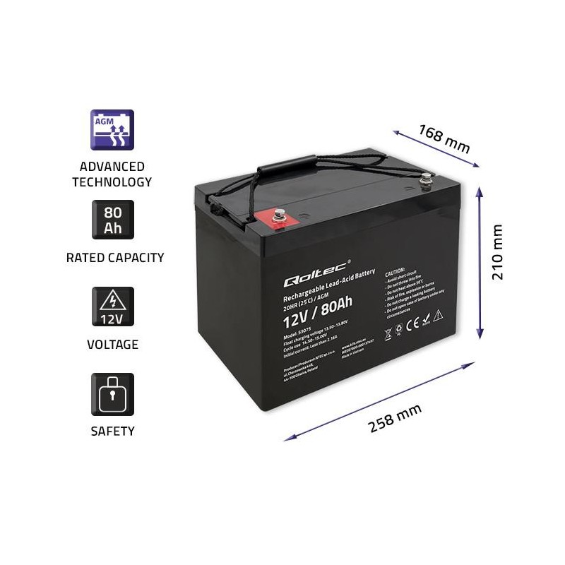 Akumulator AGM | 12V | 80Ah | PartsPC.pl