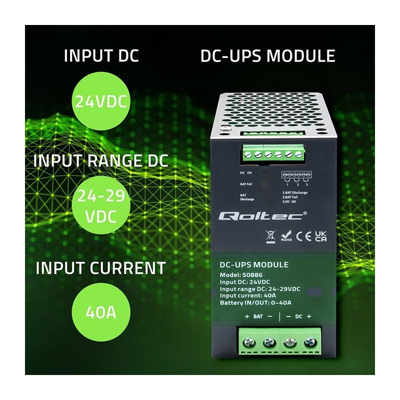 Moduł UPS DC na szynę DIN | 40A | 24V | PartsPC.pl