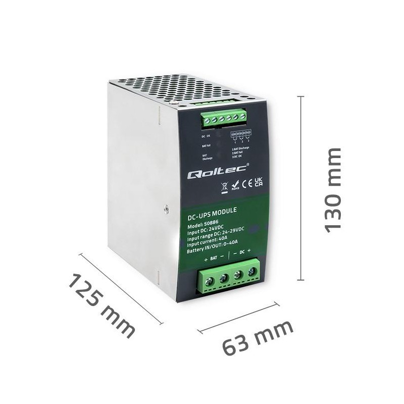 Moduł UPS DC na szynę DIN | 40A | 24V | PartsPC.pl