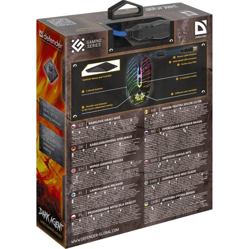 Mysz gamingowa przewodowa DARK AGENT GM-590L 12800 dpi 6P | PartsPC.pl